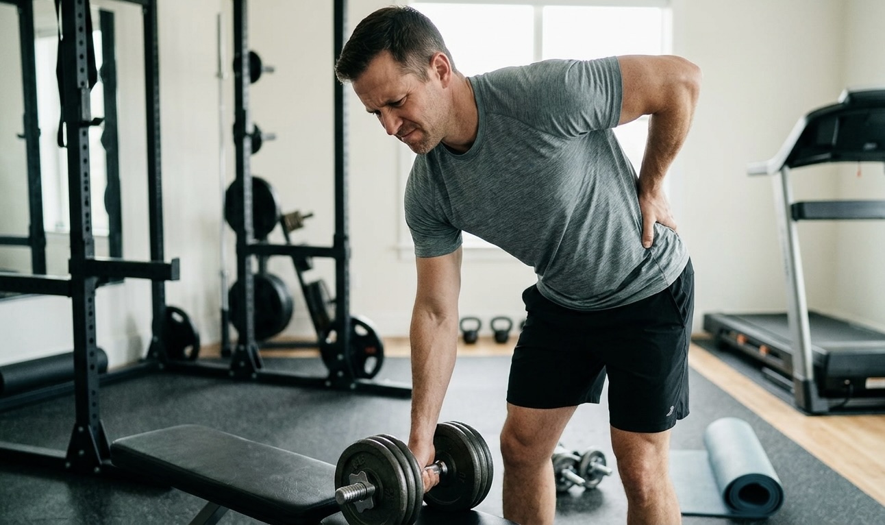 Active adult dealing with recurring back pain seeking solutions at Rx Rehab and Performance Pacific Beach San Diego